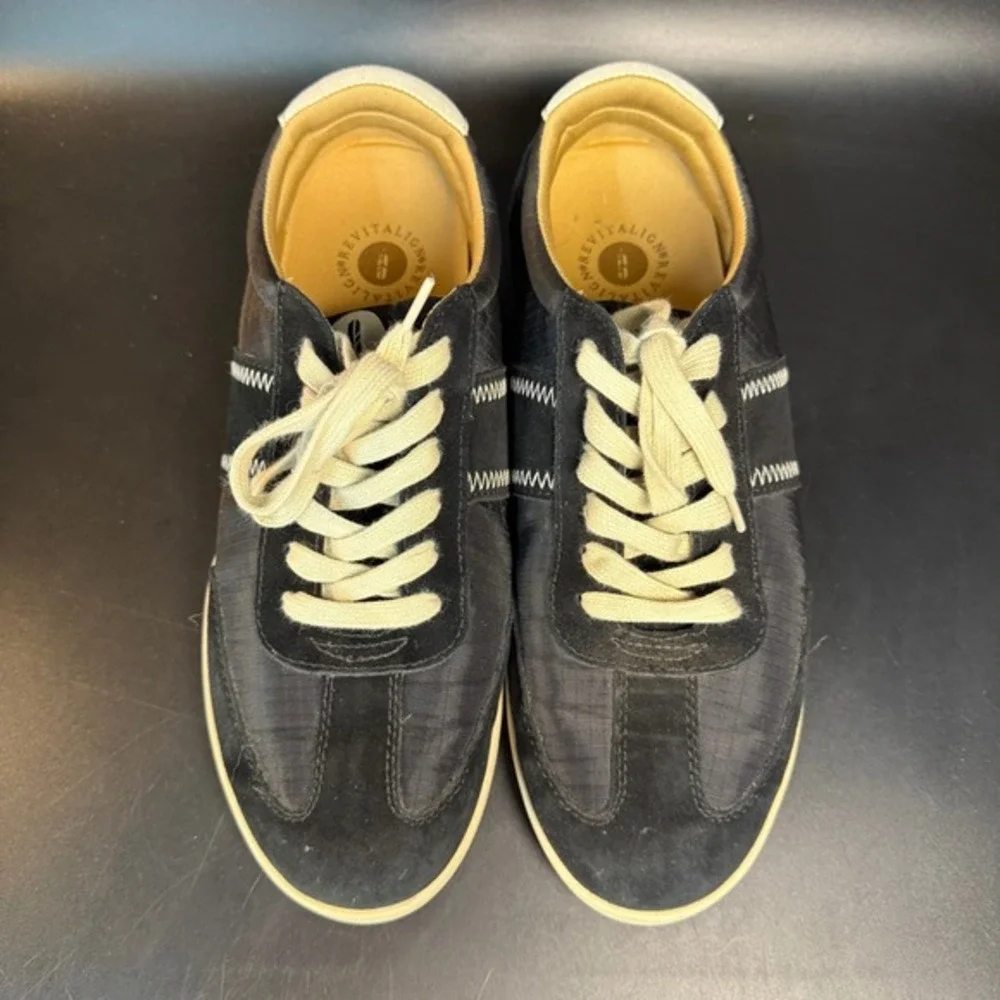 Revitalign Siesta Black Suede Nylon Fashion Sneaker‎ Women Size 9B